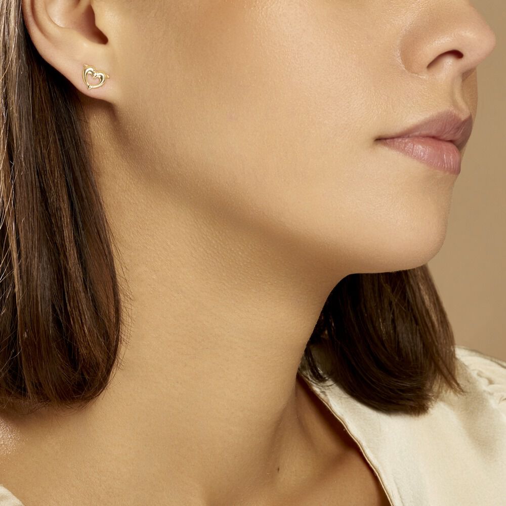Boucles D'oreilles Puces Fulvie Double Dauphins Or Jaune - Puces Femme | Marc Orian
