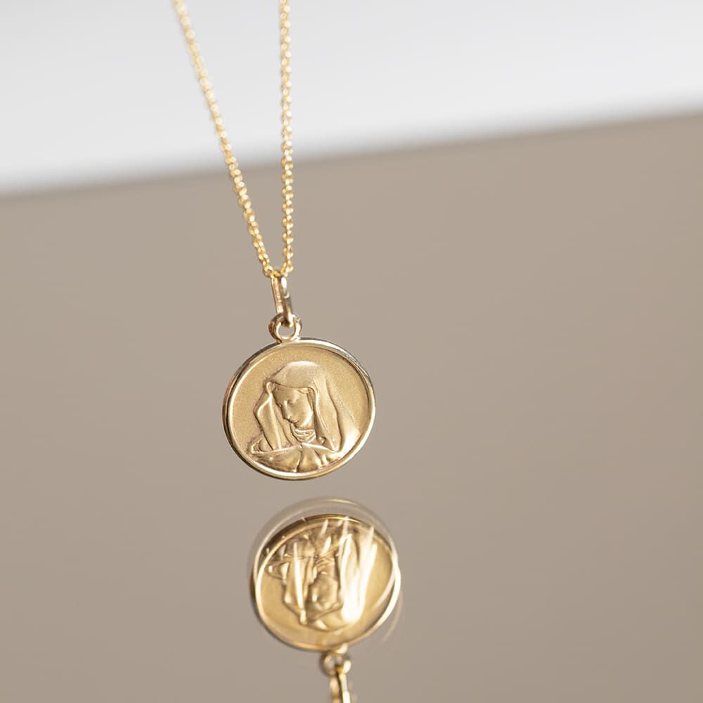 Pendentif Vierge Rond Or Jaune - Médailles et médaillons Famille | Marc Orian