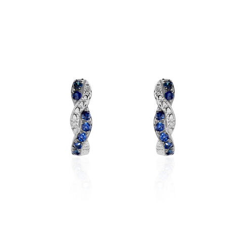 Boucles D'oreilles Puces Ligera Or Blanc Saphir Et Diamant - Clous d'oreilles Femme | Marc Orian