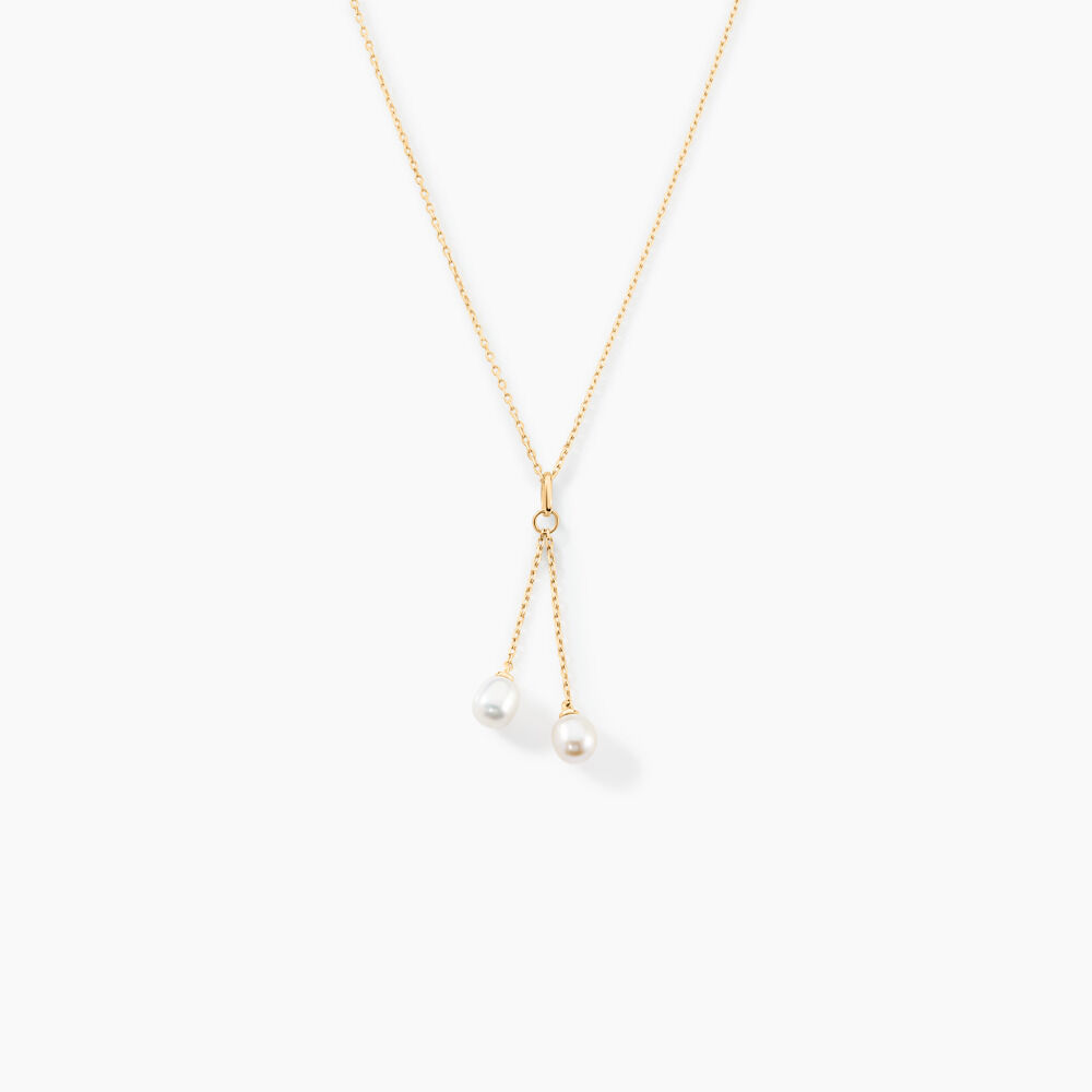 Collier Carrine 2 Fils Or Jaune Perle De Culture - Colliers avec pierres Femme | Marc Orian