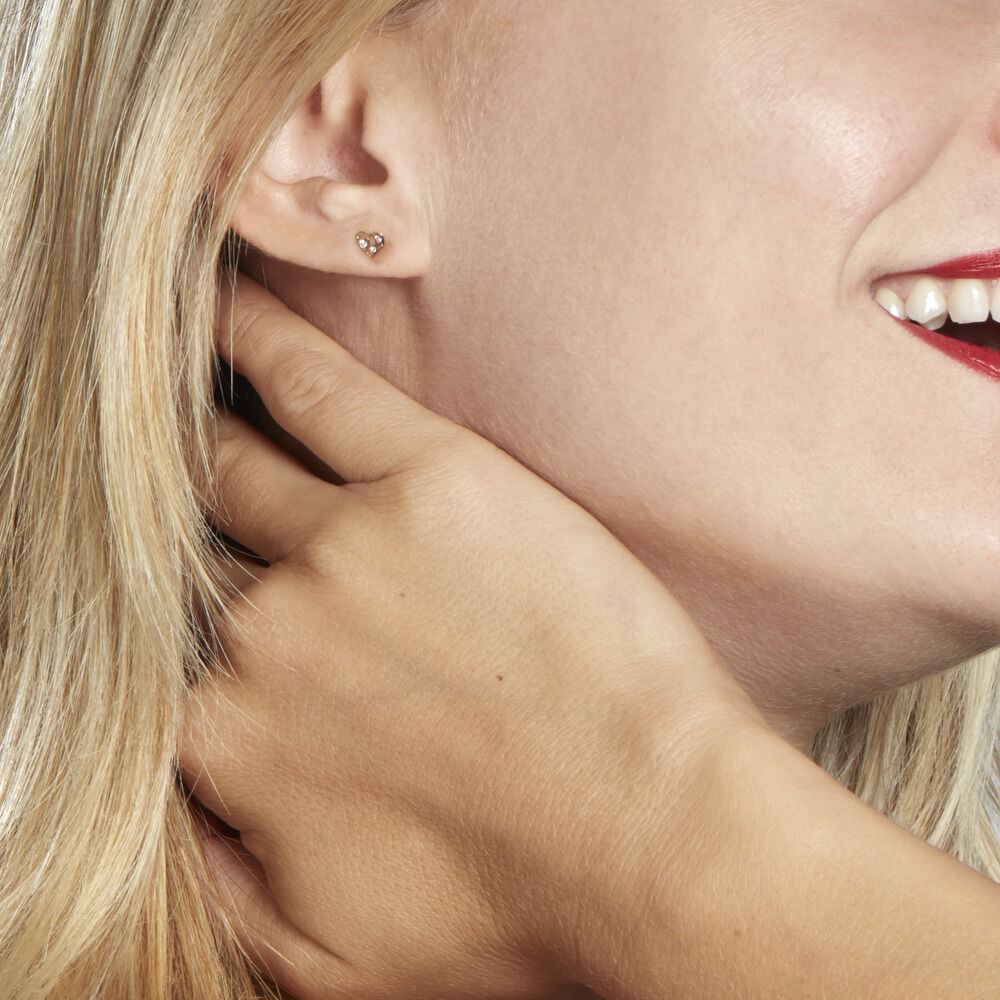 Boucles D'oreilles Puces Daria Cœur Or Jaune Oxyde De Zirconium - Puces Femme | Marc Orian