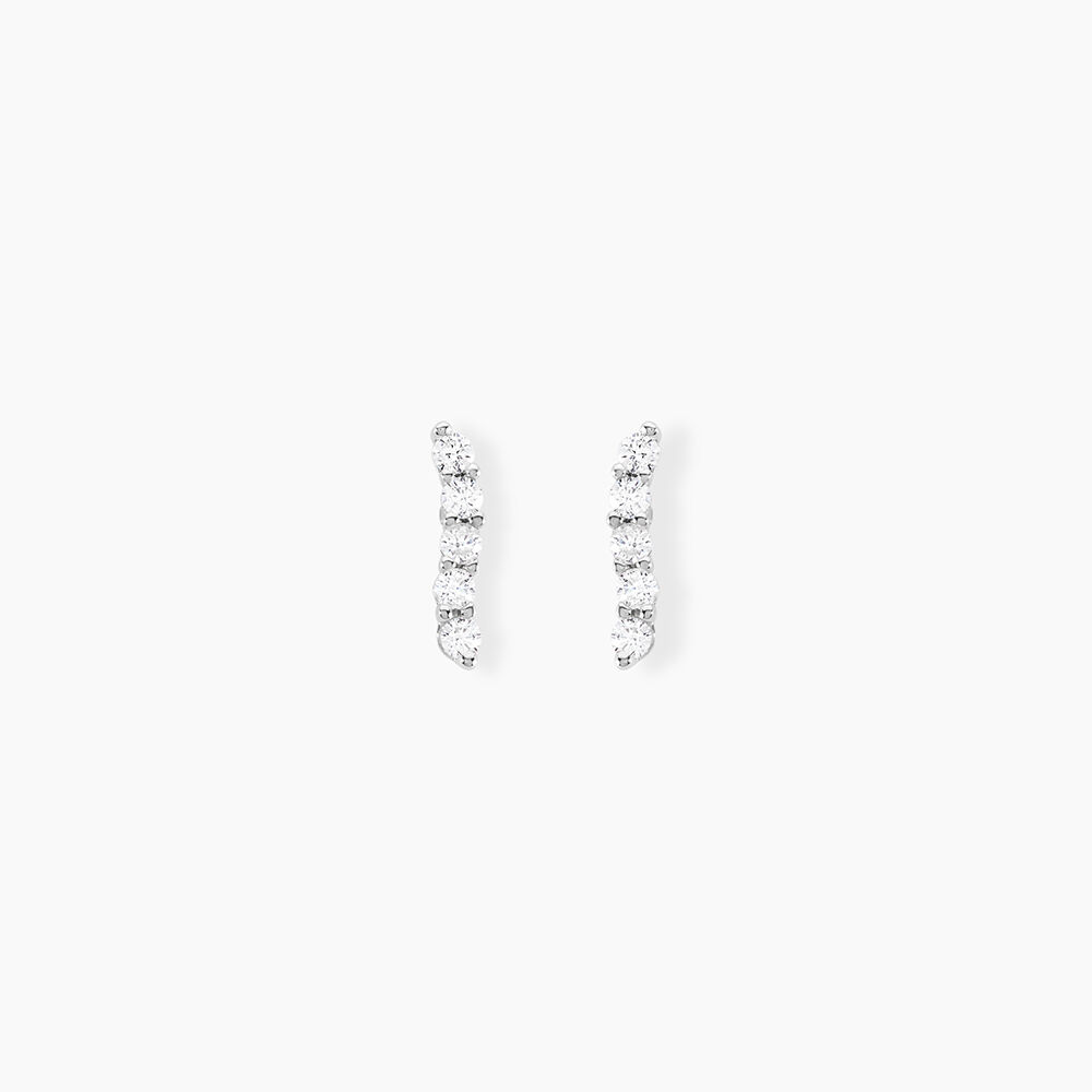 Boucles D'oreilles Puces Dahina Or Blanc Oxyde De Zirconium - Puces Femme | Marc Orian