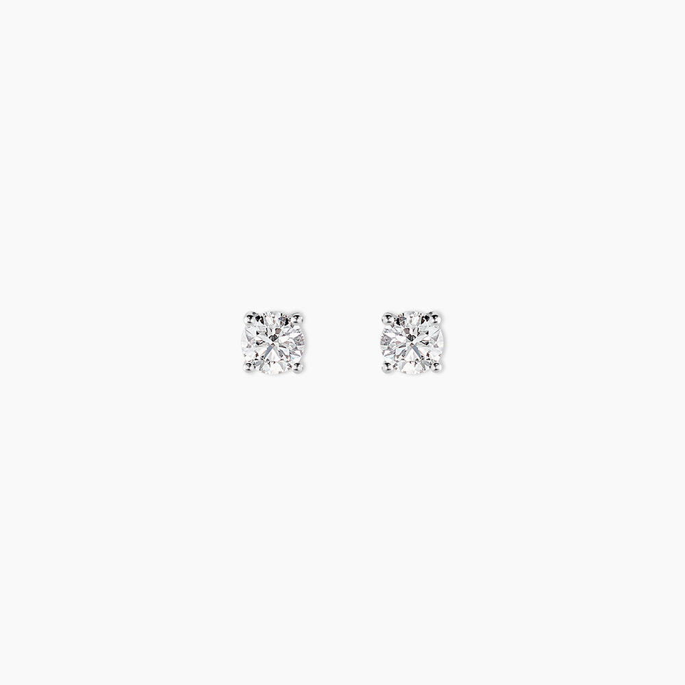 Boucles D'oreilles Puces One Or Blanc Diamants - Puces Homme | Marc Orian