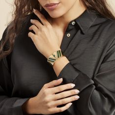 Bracelet Manchette Imagine Tamera Acier Jaune Malachite - Bracelets manchettes Femme | Marc Orian