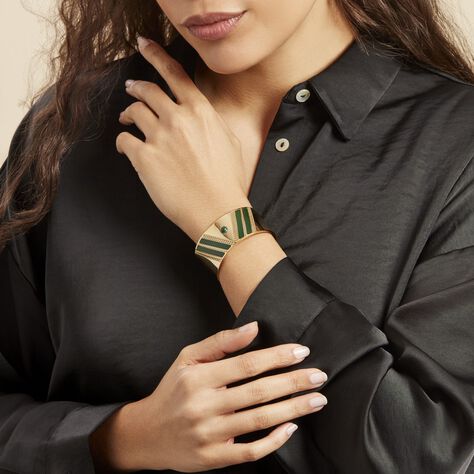Bracelet Manchette Imagine Tamera Acier Jaune Malachite - Bracelets manchettes Femme | Marc Orian