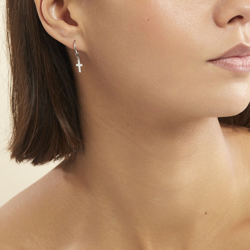 Créoles Elvyn Argent Blanc - Créoles Femme | Marc Orian