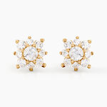 Boucles D'oreilles Puces Manus Or Jaune Oxyde De Zirconium - Puces Femme | Marc Orian