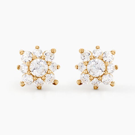 Boucles D'oreilles Puces Manus Or Jaune Oxyde De Zirconium - Puces Femme | Marc Orian