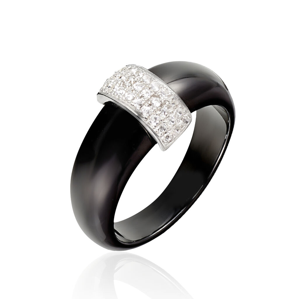 Bague Ostuni Argent Blanc Blanc Céramique Et Oxyde De Zirconium - Bagues avec pierre Femme | Marc Orian