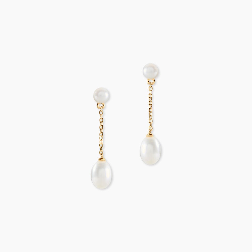 Boucles D'Oreilles Pendantes Clare Argent Dor&eacute; A L'Or 750/1000 Perle De Culture - Pendantes Femme | Marc Orian