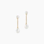 Boucles D'Oreilles Pendantes Clare Argent Dor&eacute; A L'Or 750/1000 Perle De Culture - Pendantes Femme | Marc Orian