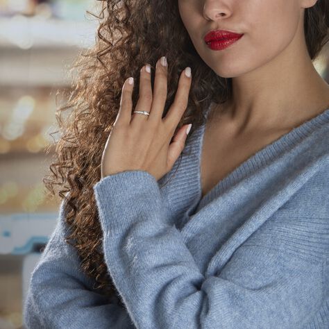Bague Solitaire Accompagné Aramis Or Blanc Diamant Synthétique - Bagues Solitaire Femme | Marc Orian