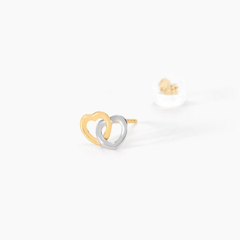 Boucles D'oreilles Puces Anne-maudae Double Coeurs Or Bicolore - Puces Femme | Marc Orian