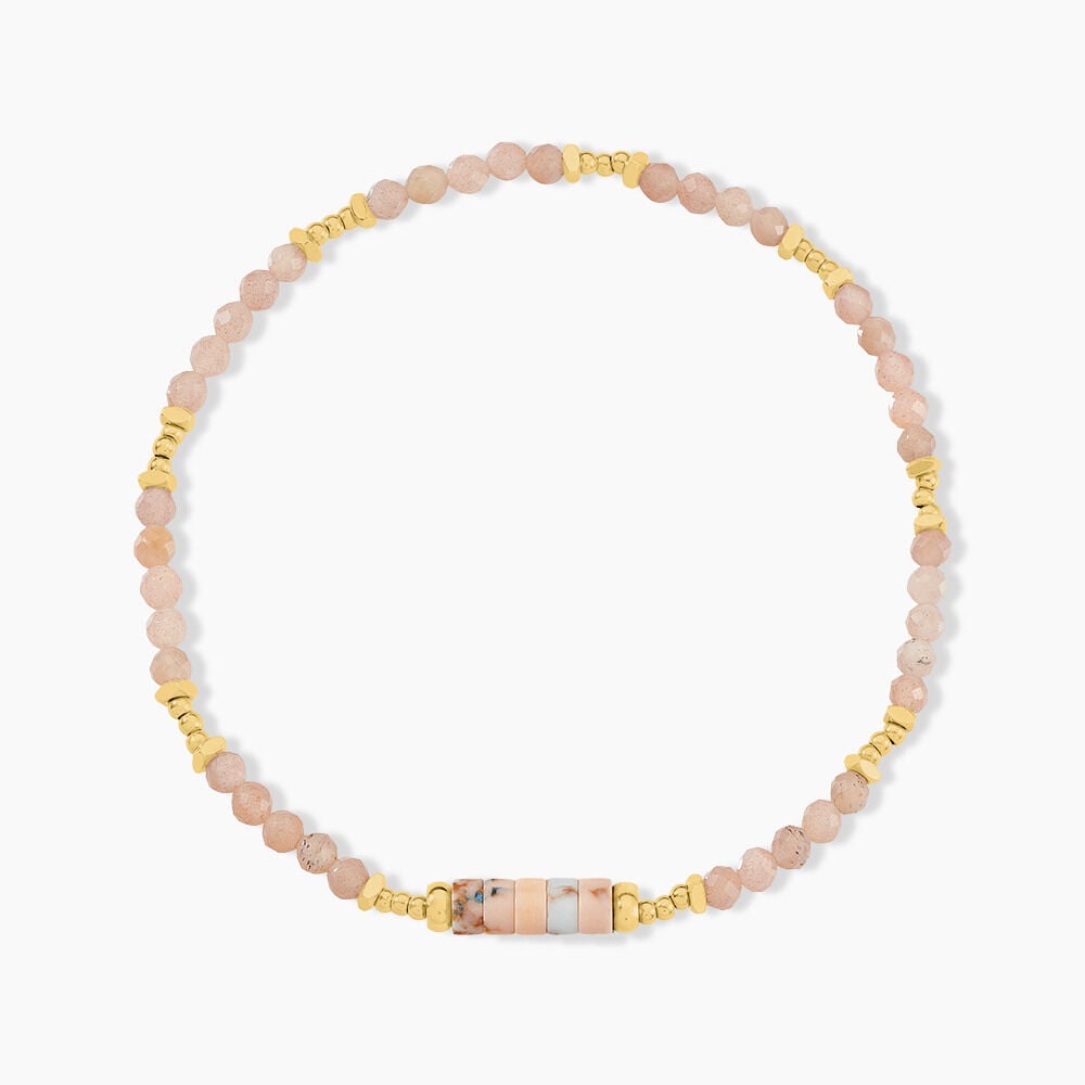 Bracelet Athena Acier Jaune Pierre De Synthese Turquoise - Bracelets cha&icirc;nes Femme | Marc Orian