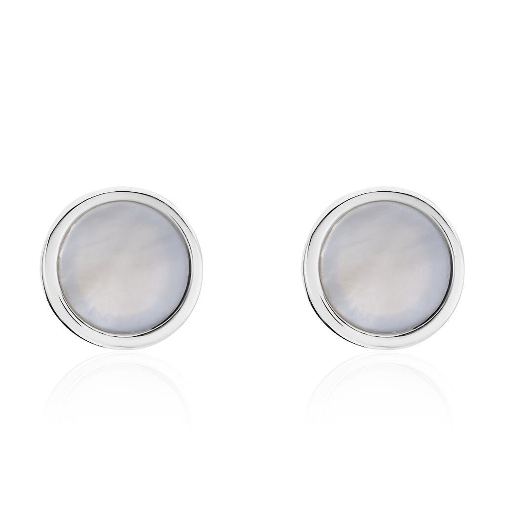 Boucles D'oreilles Puces Zealie Argent Blanc Nacre - Puces Femme | Marc Orian