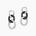 Boucles D'oreilles Pendantes Link Argent Blanc C&eacute;ramique Et Oxyde - Pendantes Femme | Marc Orian