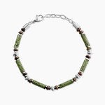 Bracelet Naturel Acier Blanc Jaspe Africain Pierre De Lave - Bracelets cha&icirc;nes Homme | Marc Orian