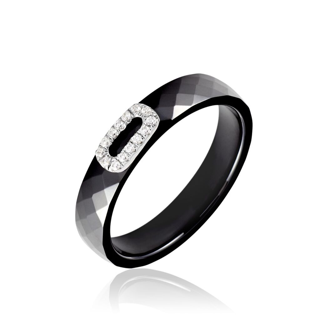Bague Ceramik Design Argent Blanc Oxyde De Zirconium Et Céramique - Bagues avec pierre Femme | Marc Orian