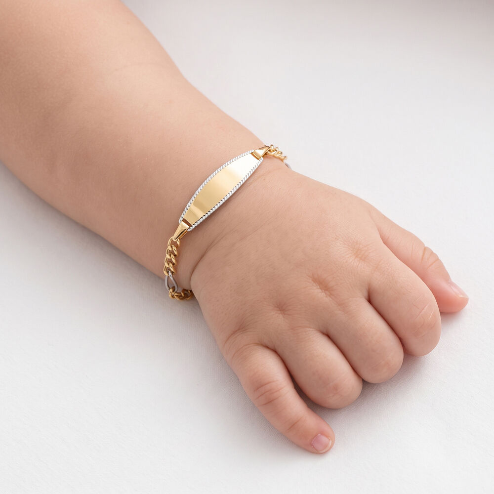 Bracelet Identit&eacute; Bartolomee Maille Alternee 1/3 Or Bicolore - Gourmettes Enfant | Marc Orian