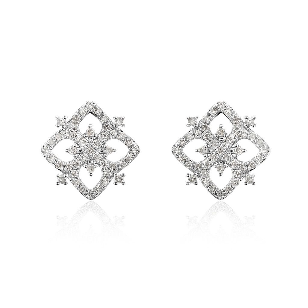 Boucles D'oreilles Puces Vasya Or Blanc Diamant - Puces Femme | Marc Orian