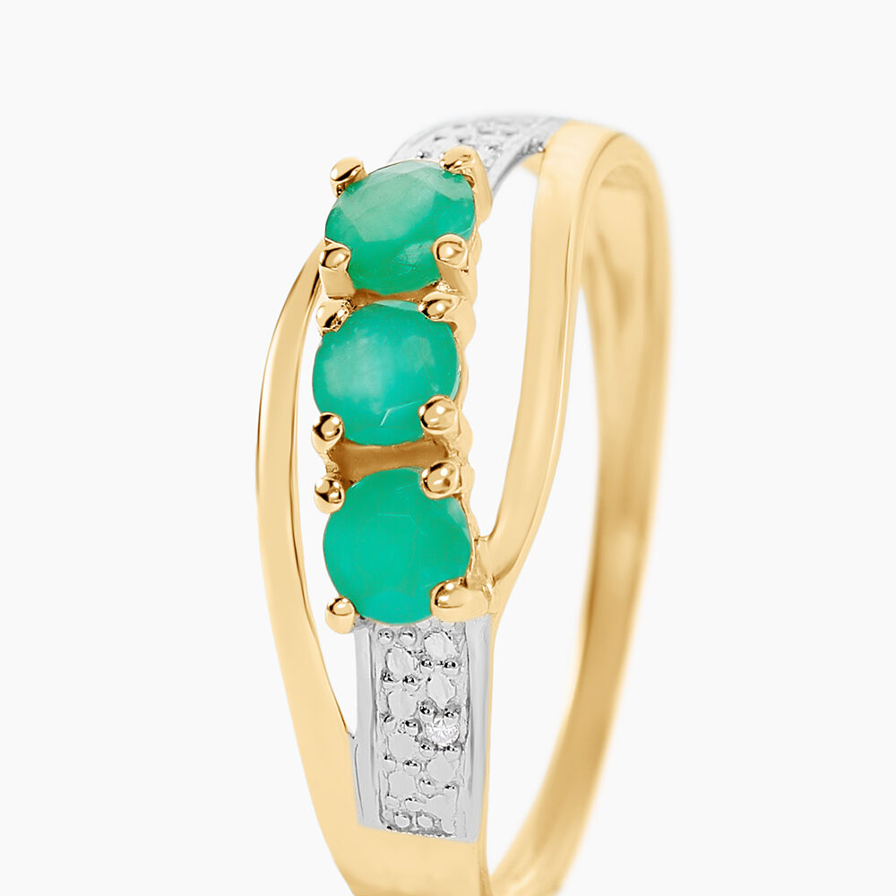 Bague Or Jaune Abelard Emeraudes Diamants - Bagues vintage Femme | Marc Orian