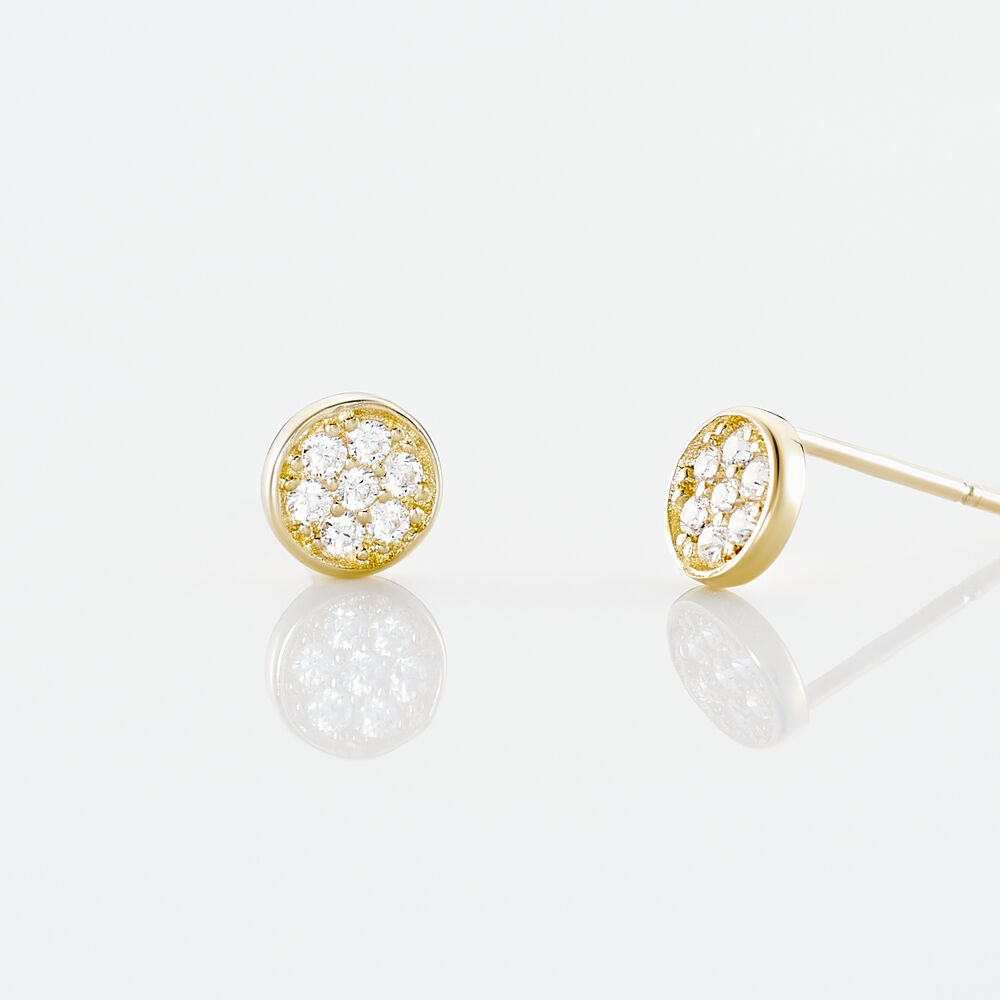 Boucles D'oreilles Puces Pastille Serti Clos Or Jaune Oxyde - Puces Femme | Marc Orian