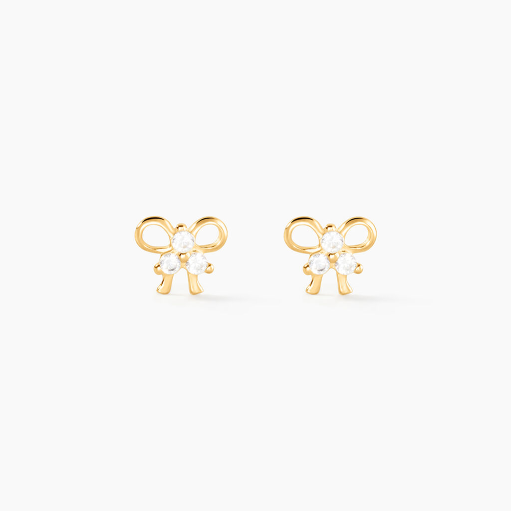 Boucles D'oreilles Puces Darina Noeud Or Jaune Oxyde De Zirconium - Puces Famille | Marc Orian