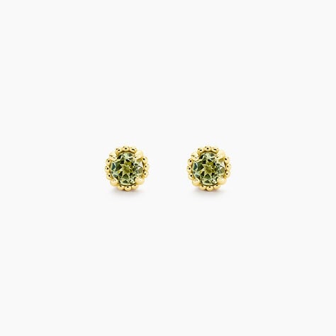 Boucles D'Oreilles Puces Argent Jaune 925/1000 Cercle P&eacute;ridot Vert - Puces Femme | Marc Orian