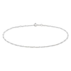 Chaîne De Cheville Cleona Maille Alternee 1/3 Argent Blanc - Chaines de cheville Femme | Marc Orian