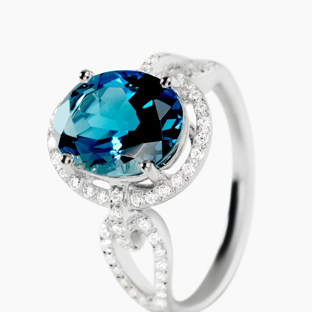 Bague Ayanna Or Blanc Topaze Et Oxyde De Zirconium - Bagues pierres fines Femme | Marc Orian