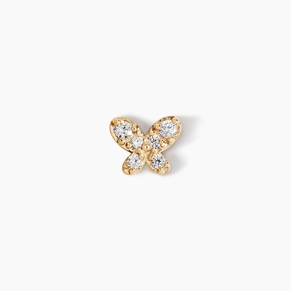 Piercing D'oreille Unitaire Papillion Or Jaune Oxyde De Zirconium - Piercings Femme | Marc Orian
