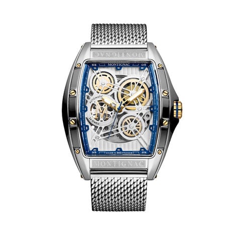 Montre Montignac Tonneau Auto Argent&eacute; - Montres automatiques Homme | Marc Orian