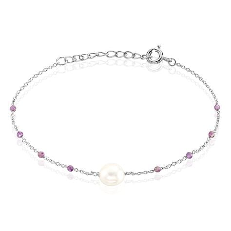 Bracelet Kerri Argent Blanc Perle De Culture Am&eacute;thyste - Bracelets fantaisie Femme | Marc Orian