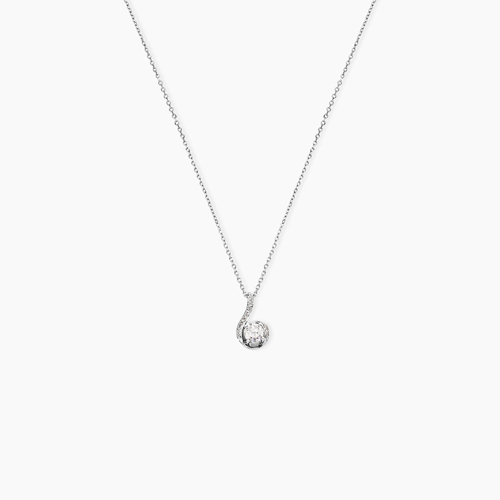 Collier Vrille Accompagnee Or Blanc Diamant - Colliers avec pierres Femme | Marc Orian