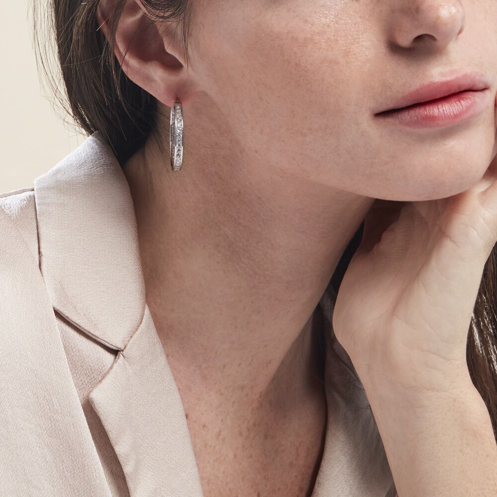 Créoles Django Argent Blanc Oxyde De Zirconium - Créoles Femme | Marc Orian