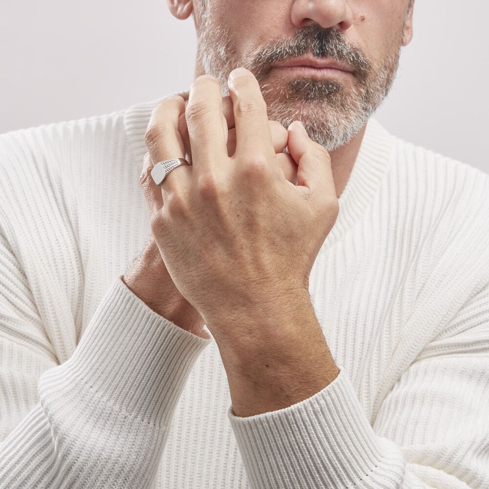 Chevalière Argent Blanc Charites - Chevalières Homme | Marc Orian