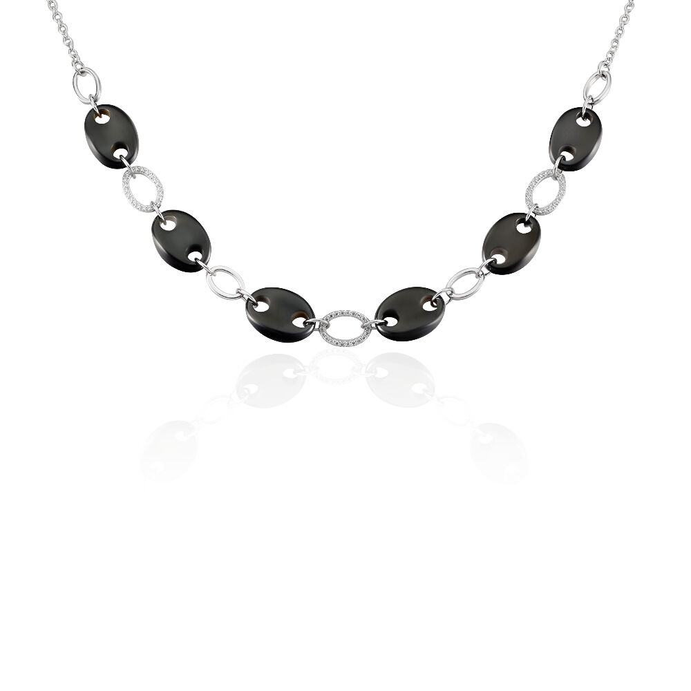 Collier Hattie Argent Blanc C&eacute;ramique Et Oxyde De Zirconium - Colliers avec pierres Femme | Marc Orian