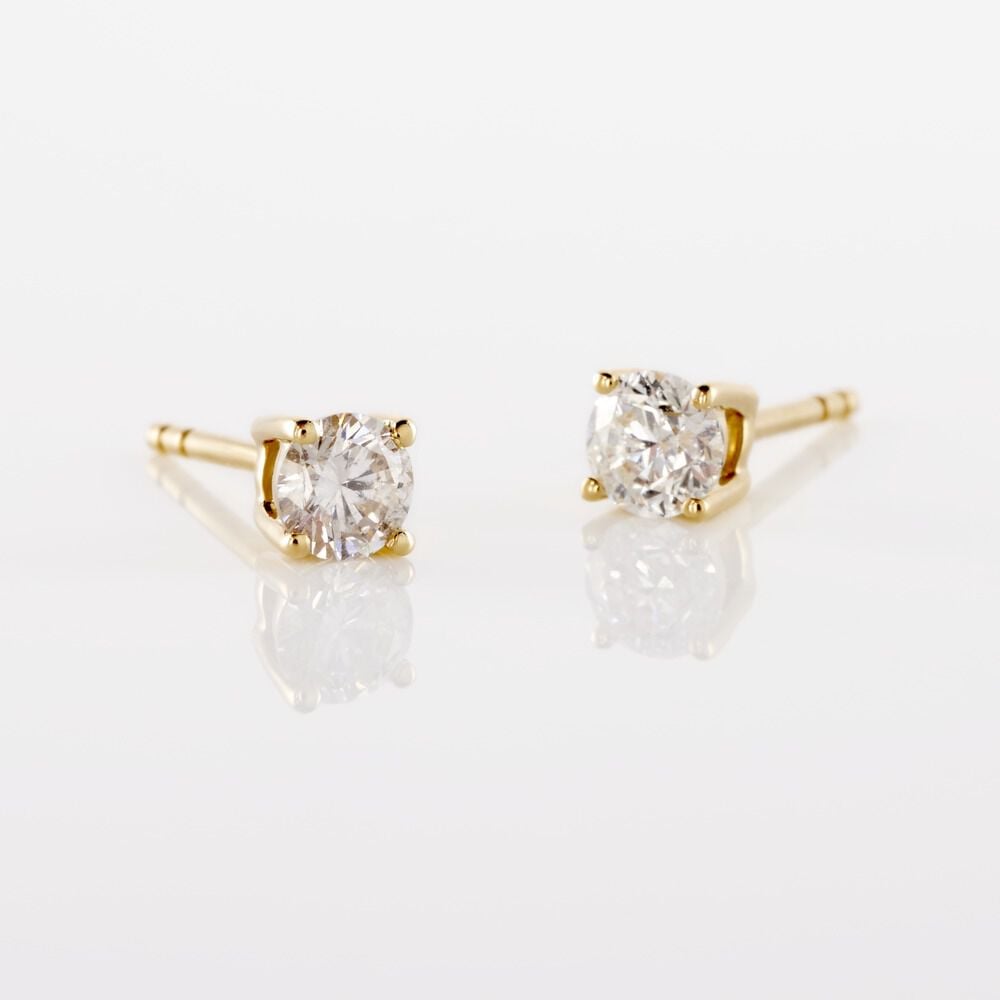 Boucles D'oreilles Puces Or Jaune Victoria Diamants - Puces Femme | Marc Orian