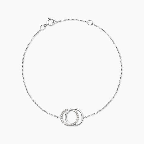 Bracelet Or Blanc Tresha Diamants - Bracelets Anneaux Entrelaces Femme | Marc Orian