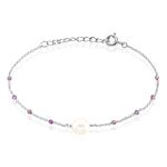 Bracelet Kerri Argent Blanc Perle De Culture Am&eacute;thyste - Bracelets fantaisie Femme | Marc Orian