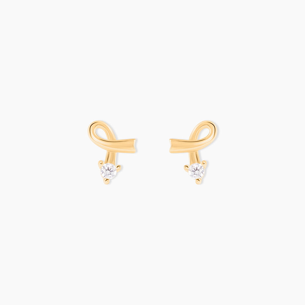 Boucles D'oreilles Puces Alvina Ruban Or Jaune Oxyde De Zirconium - Puces Femme | Marc Orian