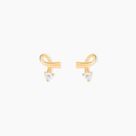 Boucles D'oreilles Puces Alvina Ruban Or Jaune Oxyde De Zirconium - Puces Femme | Marc Orian