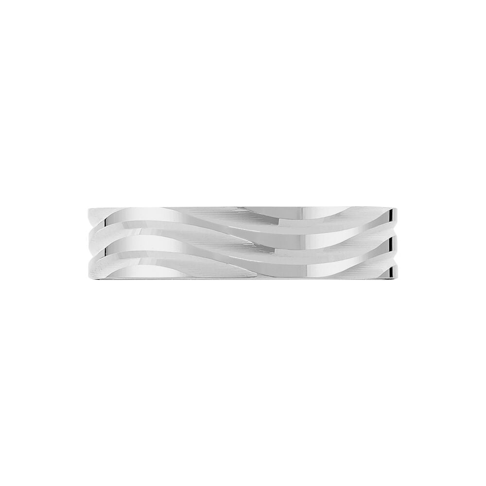 Alliance Naidy Ruban Plat Argent Blanc - Alliances personnalisées Homme | Marc Orian