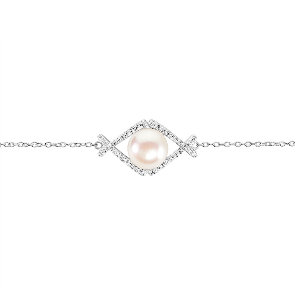 Bracelet Alessia Argent Blanc Perle De Culture Et Oxyde De Zirconium - Bracelets chaînes Femme | Marc Orian