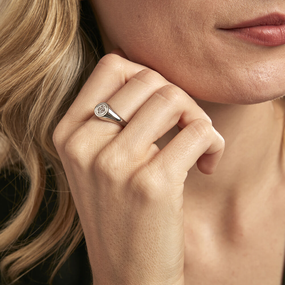 Chevalière Chesley Argent Blanc Oxyde De Zirconium - Chevalières Femme | Marc Orian