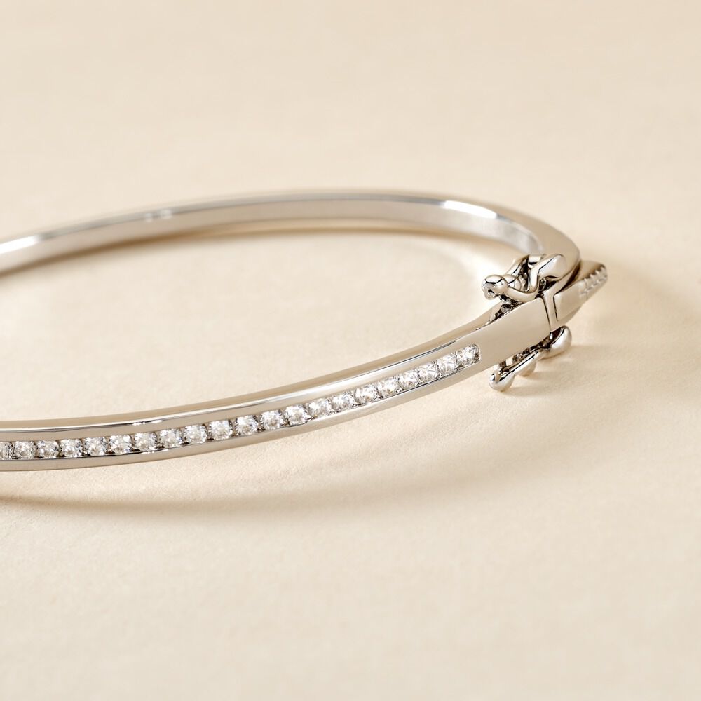 Bracelet Jonc Laurianne Argent Blanc Oxyde De Zirconium - Bracelets joncs Femme | Marc Orian