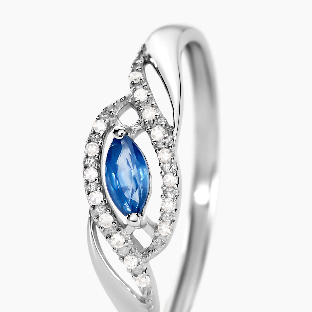 Bague Syriana Or Blanc Saphir Et Diamant - Solitaires Femme | Marc Orian