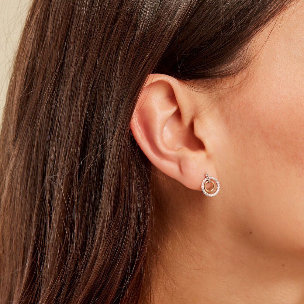 Boucles D'oreilles Puces Swane Or Jaune Oxyde De Zirconium - Puces Femme | Marc Orian