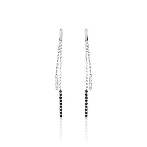Boucles D'oreilles Pendantes Ainhoaa Or Blanc Diamant - Pendantes Femme | Marc Orian