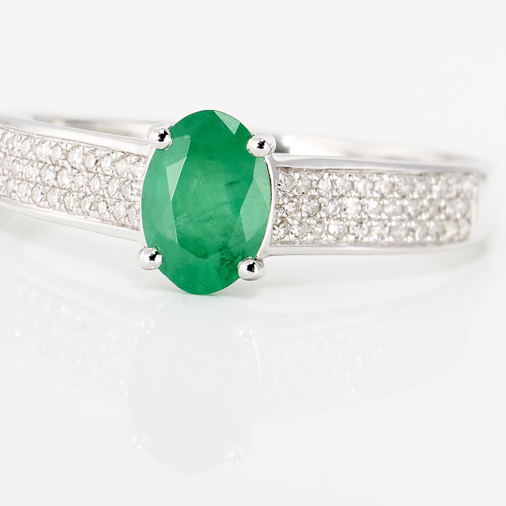 Bague Crista Or Blanc Emeraude Et Diamant - Bagues vintage Femme | Marc Orian